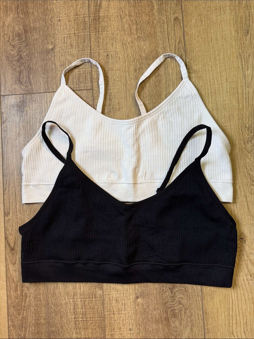 Ribbed Everyday Bralette Set - Black & Cream